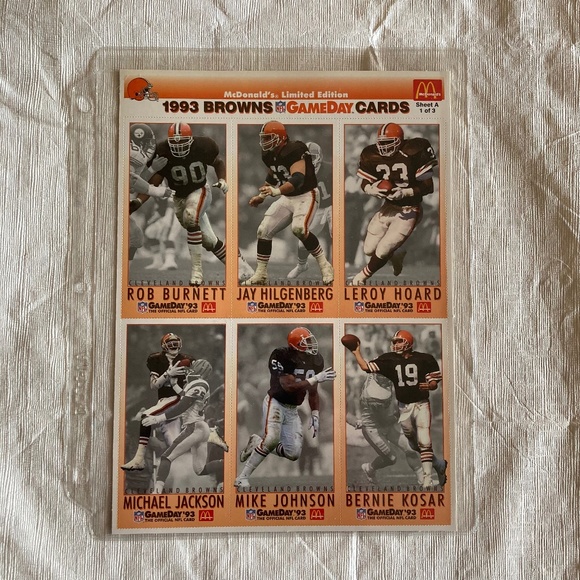 McDonalds Game Day Toys Vintage Mcdonalds 993 Browns Game Day Card